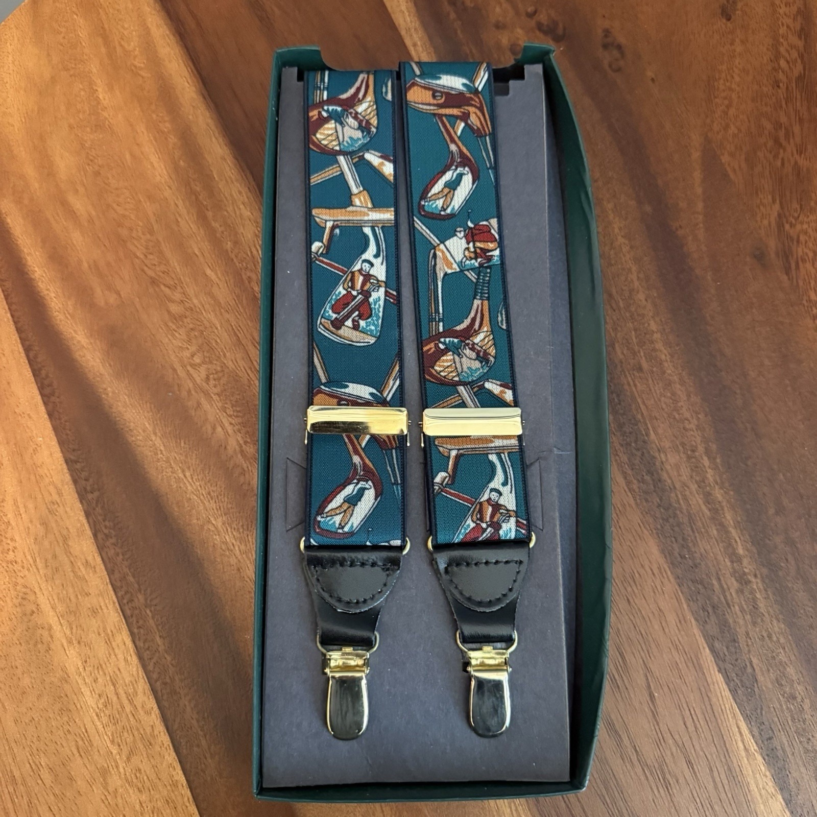 Vintage 90's Magnum French Craft Golf Suspenders Y-Back Hunter Green Usa Nos